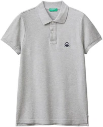 United Colors of Benetton Poloshirt mit Label-Badge Grau/Hellgrau