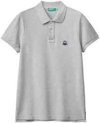 United Colors of Benetton Poloshirt mit Label-Badge Grau/Hellgrau