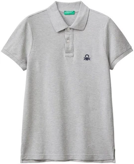 United Colors of Benetton Poloshirt mit Label-Badge Grau/Hellgrau