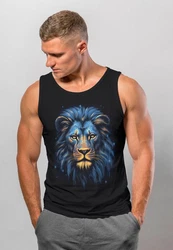 Neverless Tanktop Herren Lion Art-Print Illustration Braun
