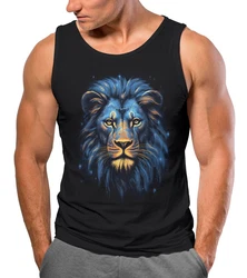 Neverless Tanktop Herren Lion Art-Print Illustration Braun