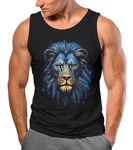 Neverless Tanktop Herren Lion Art-Print Illustration Braun