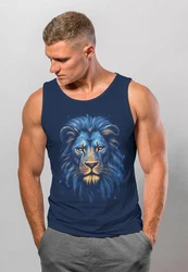 Neverless Tanktop Herren Lion Art-Print Illustration Braun/Dunkelblau