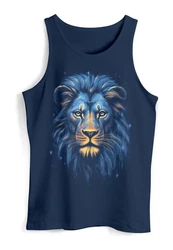 Neverless Tanktop Herren Lion Art-Print Illustration Braun/Dunkelblau