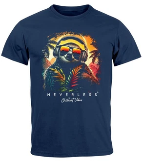 Neverless Print-Shirt Herren T-Shirt Musik DJ Chill Faultier