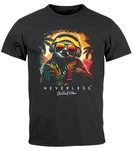 Neverless Print-Shirt Herren T-Shirt Musik DJ Chill Faultier Rosa/Braun/Rot/Gelb/Grau/Schwarz