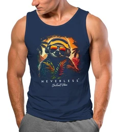 Tanktop Herren Tank-Top Musik DJ Chill Faultier Print Aufdruck Relax Sommer mit Print