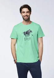 Polo Sylt Print-Shirt Logo-Symbol Hellgrün/Grün