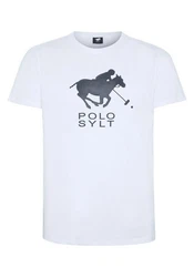 Polo Sylt Print-Shirt Logo-Symbol Grau/Braun/Silber