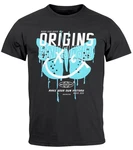 Neverless Print-Shirt Herren T-Shirt Aufdruck Schmetterling Butterfly Make Your Own History Türkis/Dunkelgrau/Lila/Schwarz