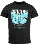 Neverless Print-Shirt Herren T-Shirt Aufdruck Schmetterling Butterfly Make Your Own History Türkis/Dunkelgrau/Lila/Schwarz