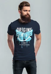 Neverless Print-Shirt Herren T-Shirt Aufdruck Schmetterling Butterfly Make Your Own History Dunkelblau