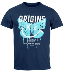 Neverless Print-Shirt Herren T-Shirt Aufdruck Schmetterling Butterfly Make Your Own History Dunkelblau