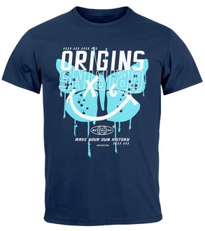 Neverless Print-Shirt Herren T-Shirt Aufdruck Schmetterling Butterfly Make Your Own History Dunkelblau