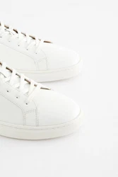 Next Lederturnschuhe Sneaker Weiß/Creme