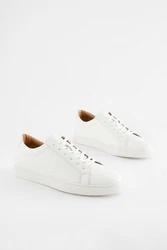 Next Lederturnschuhe Sneaker Weiß/Creme