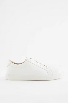 Next Lederturnschuhe Sneaker Weiß/Creme