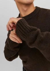 Jack & Jones Rundhalspullover JOROLLIE KNIT CREW NECK Dunkelbraun/Khaki/Braun