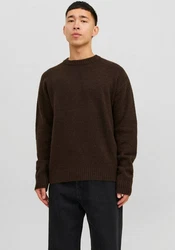 Jack & Jones Rundhalspullover JOROLLIE KNIT CREW NECK Dunkelbraun/Khaki/Braun