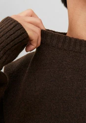 Jack & Jones Rundhalspullover JOROLLIE KNIT CREW NECK Dunkelbraun/Khaki/Braun