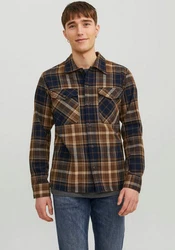 JACK & JONES Hemd JJEddie Overshirt Braun/Beige