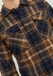 JACK & JONES Hemd JJEddie Overshirt Braun/Beige