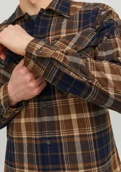 JACK & JONES Hemd JJEddie Overshirt Braun/Beige