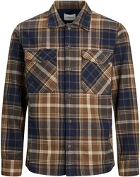 JACK & JONES Hemd JJEddie Overshirt Braun/Beige