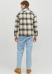 JACK & JONES Hemd JJEddie Overshirt Creme/Beige/Grau/Rot