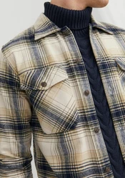 JACK & JONES Hemd JJEddie Overshirt Creme/Beige/Grau/Rot