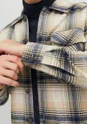 JACK & JONES Hemd JJEddie Overshirt Creme/Beige/Grau/Rot