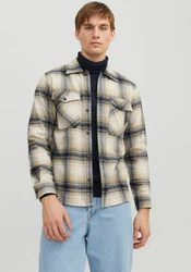 JACK & JONES Hemd JJEddie Overshirt Creme/Beige/Grau/Rot