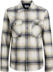 JACK & JONES Hemd JJEddie Overshirt Creme/Beige/Grau/Rot