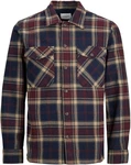 JACK & JONES Hemd JJEddie Overshirt Dunkelrot/Beige/Rot