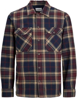 JACK & JONES Hemd JJEddie Overshirt Dunkelrot/Beige/Rot JACK & JONES Hemd JJEddie Overshirt Dunkelrot/Beige/Rot