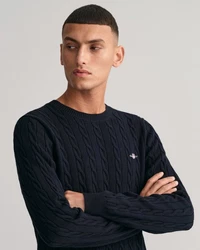 Gant Strickpullover COTTON CABLE C-NECK nachtblau