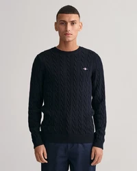 Gant Strickpullover COTTON CABLE C-NECK nachtblau