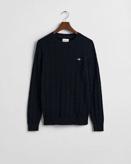 Gant Strickpullover COTTON CABLE C-NECK nachtblau
