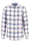 FYNCH-HATTON Leinenhemd Linen Checks B.D. Hellblau/Blau/Rot