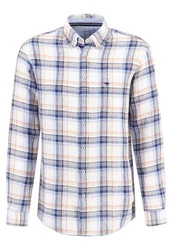 FYNCH-HATTON Leinenhemd Linen Checks B.D. Hellblau/Blau/Rot
