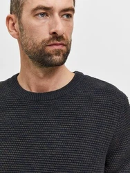 SELECTED HOMME Pullover Vince Dunkelblau/Grau/Dunkelgrau