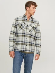 Jack & Jones Karohemd JPRROY CHECK OVERSHIRT L/S SN Beige/Creme/Dunkelgrün/Grau