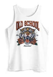 Neverless Tanktop Herren Tank-Top Print Tiger Rosen Retro Vintage Rot/Grau