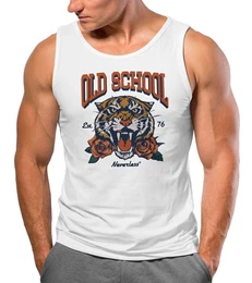 Tanktop Herren Tank-Top Print Tiger Rosen Old School Retro Vintage mit Print