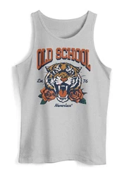 Neverless Tanktop Herren Tank-Top Print Tiger Rosen Retro Vintage Grau/Hellgrau/Rot