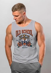 Neverless Tanktop Herren Tank-Top Print Tiger Rosen Retro Vintage Grau/Hellgrau/Rot