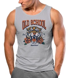 Neverless Tanktop Herren Tank-Top Print Tiger Rosen Retro Vintage Grau/Hellgrau/Rot