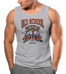 Neverless Tanktop Herren Tank-Top Print Tiger Rosen Retro Vintage Grau/Hellgrau/Rot