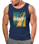 Neverless Tanktop Herren Hawaii Surfing Dunkelblau/Blau