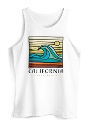 Neverless Tanktop Herren California South Beach Welle Wave Surfing Weiß/Orange